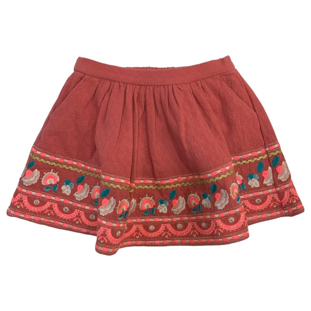 LOUISE MISHA - YUNI STORM SKIRT EMBROIDERED PINK 100% COTTON  - NEW NO TAG - Picture 6 of 6
